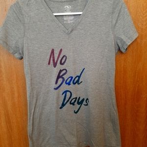 Athletic Works Grey v-neck No Bad Days tee size S